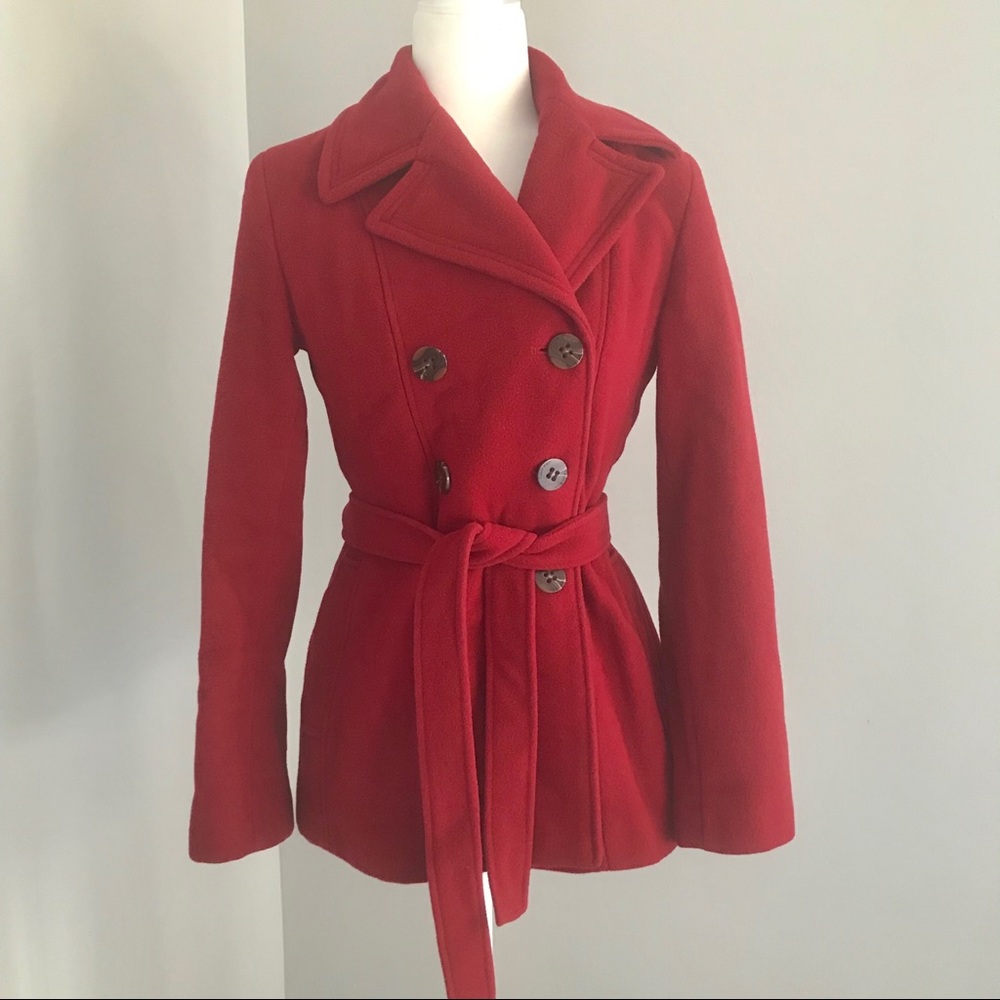 Holiday red peacoat